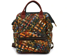 Magic Bags duży plecak damski skórzany kieszenie kolorowa mozaika duży