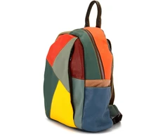 Magic Bags moteriškas kuprinės, natūrali oda, spalvota mozaika, miesto stilius, užtrauktukas.