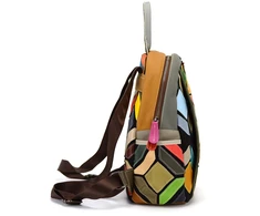 Magic Bags moteriškas kuprinės, natūrali oda, spalvota mozaika, miesto stilius, užtrauktukas.
