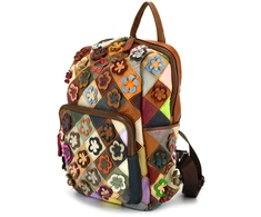 Magic Bags plecak skóra naturalna kolorowa mozaika damski miejski kieszenie