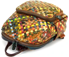 Magic Bags plecak skóra naturalna kolorowa mozaika damski miejski kieszenie