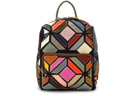 Magic Bags plecak skóra naturalna kolorowa mozaika damski miejski kieszenie