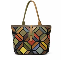 Magic Bags shopperbag damska skóra naturalna A4 kolorowa mozaika 2 skyriai