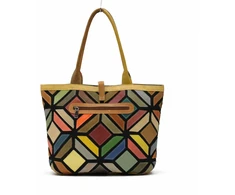 Magic Bags shopperbag damska skóra naturalna A4 kolorowa mozaika 2 skyriai
