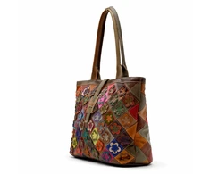 Magic Bags shopperbag damska skóra naturalna A4 kolorowa mozaika 2 skyriai