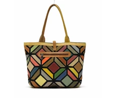 Magic Bags shopperbag damska skóra naturalna A4 kolorowa mozaika 2 skyriai