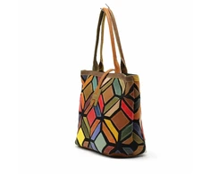 Magic Bags shopperbag damska skóra naturalna A4 kolorowa mozaika 2 skyriai