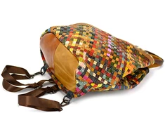 Magic Bags Skórzany pojemny damski torebka-plecak w mozaikę miejski