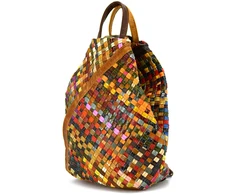 Magic Bags Skórzany pojemny damski torebka-plecak w mozaikę miejski