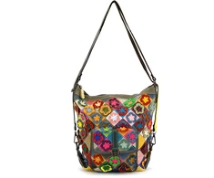Magic Bags torebka plecak damska A4 skórzana kolorowa mozaika shopperbag