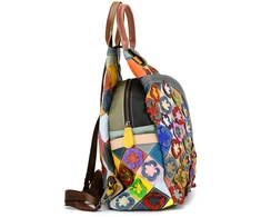 Magic Bags Wzorzysty damski plecak skórzany su wzorem mozaiki Pojemny