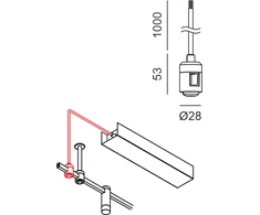 Magnetinės sistemos AIR TRACK S bėgelio užbaigimas su užmaitinimu, 48V, žalvario spalvos