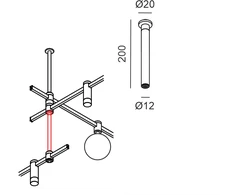 Magnetinės sistemos AIR TRACK S bėgelio sujungimas - laikiklis, žalvario spalvos
