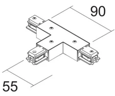 Magnetinės sistemos ARIA paviršinio bėgelio dešinysis T formos sujungimas, juodas