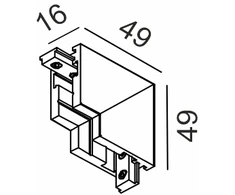 Magnetinės sistemos bėgelio MICRO_LINE L formos vidinis sujungimas, juodas