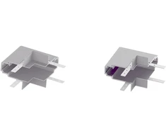 Magnetinės sistemos bėgelio OPTONICA R35-A kampinis sujungimas, baltas