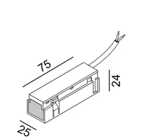 Magnetinės sistemos IN_LINE bėgelio užbaigimas su užmaitinimu, juodas