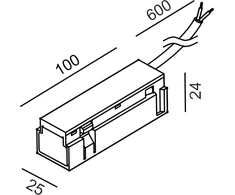 Magnetinės sistemos IN_LINE bėgelio užbaigimas su užmaitinimu, juodas, 4x
