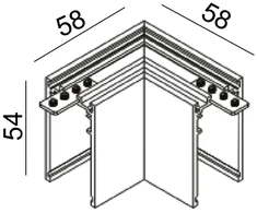 Magnetinės sistemos IN_LINE paviršinio bėgelio L formos sujungimas, baltas