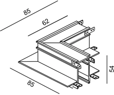 Magnetinės sistemos IN_LINE užglaistomo bėgelio L formos sujungimas, juodas