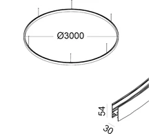 Magnetinės sistemos IN_RING bėgelis, 48V, juodas, 3m diametro