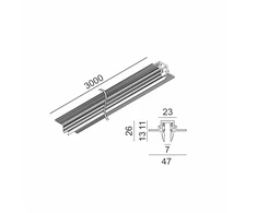 Magnetinės sistemos užglaistomas bėgelis MICRO_LINE R, juodas, 3m