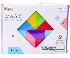 Magnetinis tangramo konstruktorius, 9 dalys, įvairiaspalvis