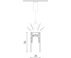 Magnetinių sistemų pakabinamas bėgelis TRACK 48V, 1402mm, juodas, su 18,3W LED šviestuvu, DALI