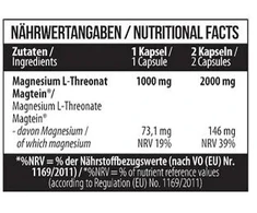 MST Magnio L-Treonatas Magtein® 1000mg 60 Kapsulių