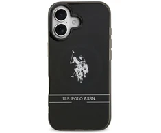 Us Polo Assn US Polo DH and Bottom Stripe Logo MagSafe dėklas skirtas Apple iPhone 17 juodos spalvos