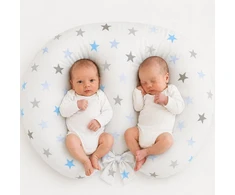 Maitinimo pagalvės užvalkalas Bobono dvyniams – pilkai mėlynos žvaigždės