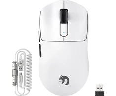 MAMBASNAKE belaidė žaidimų pelė 39 g, PixArt PAW3395PRO jutiklis, BT/2.4G/USB-C, balta, M3