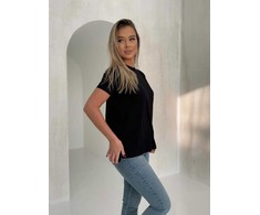 Marškinėliai juodi laisvo kirpimo kasdienai