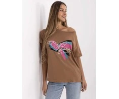 Marškinėliai šviesiai rudos spalvos laisvalaikiui