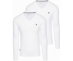 Marškinėlių ilgomis rankovėmis rinkinys vyriškas baltas slim fit V formos iškirpte 2 vnt. Ombre
