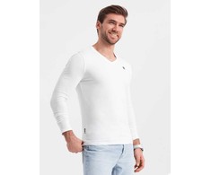 Marškinėlių ilgomis rankovėmis rinkinys vyriškas baltas slim fit V formos iškirpte 2 vnt. Ombre