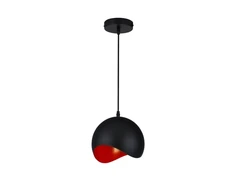 MAVIA lubinis LED šviestuvas (E27, 40 W, IP20, juodas, vidus raudonas, apvalus) GTV OS-MAV-12-DEC