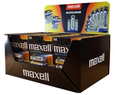 MAXELL šarminės baterijos LR6 AA 4 vnt. pakuotėje (ekspozicinė pakuotė, 30 lizdinių plokštelių / 120 baterijų) (Ekspozicinė prekė)