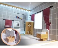 MDF medinis lėlių namelis su baldais 78 cm juodas LED