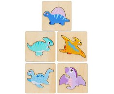 Lean Toys Medinė dėlionė su dinozaurų motyvu