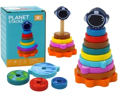 Dėlionė Medinė piramidė Planetos Lean Toys, 10 d.
