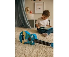 Vaikiška ukulelė medinė gitara 4 stygų nailono kramtukas ECOTOYS