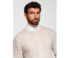 Megztinis įdomios tekstūros ecru V1 – elegancijai ir šilumai vėsiomis dienomis.