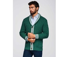 Megztinis su šaliu apykakle preppy stiliaus žalias – šilumai ir išskirtinumui rudens dienoms.