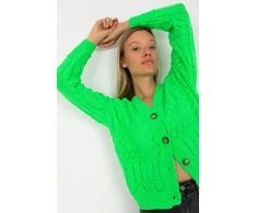 Megztinis Sweter Damski LC 8022.04P Fluo Žalias - Rue Paris