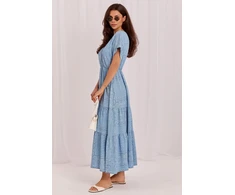 Mėlyna maxi suknelė su paisley raštu Italy Moda