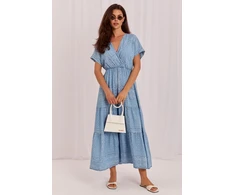 Mėlyna maxi suknelė su paisley raštu Italy Moda