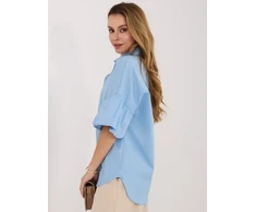 Mėlyna moteriška oversize palaidinė