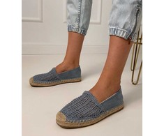 Mėlynos ažūrinės espadrilės ant platformos