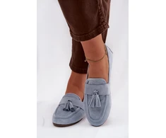 Mėlynos zomšos imitacijos mokasinai Step in style